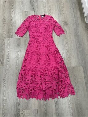 Dalia Fuchsia Lace Midi Dress